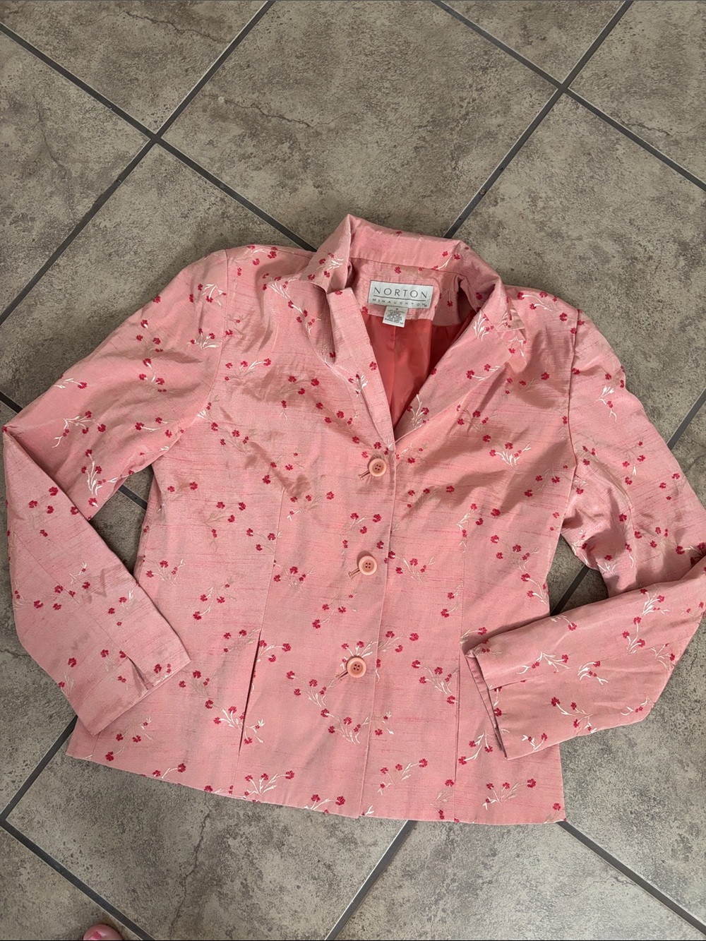 Norton McNaughton Pink Floral Tailored Blazer Size 6